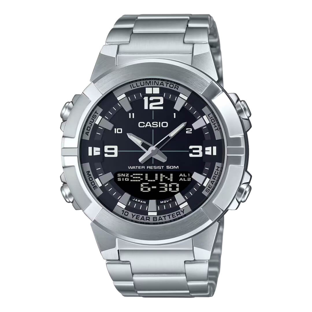 Reloj Casio AMW-870D-1AVDF Hombre Acero Plateado | CAS-154