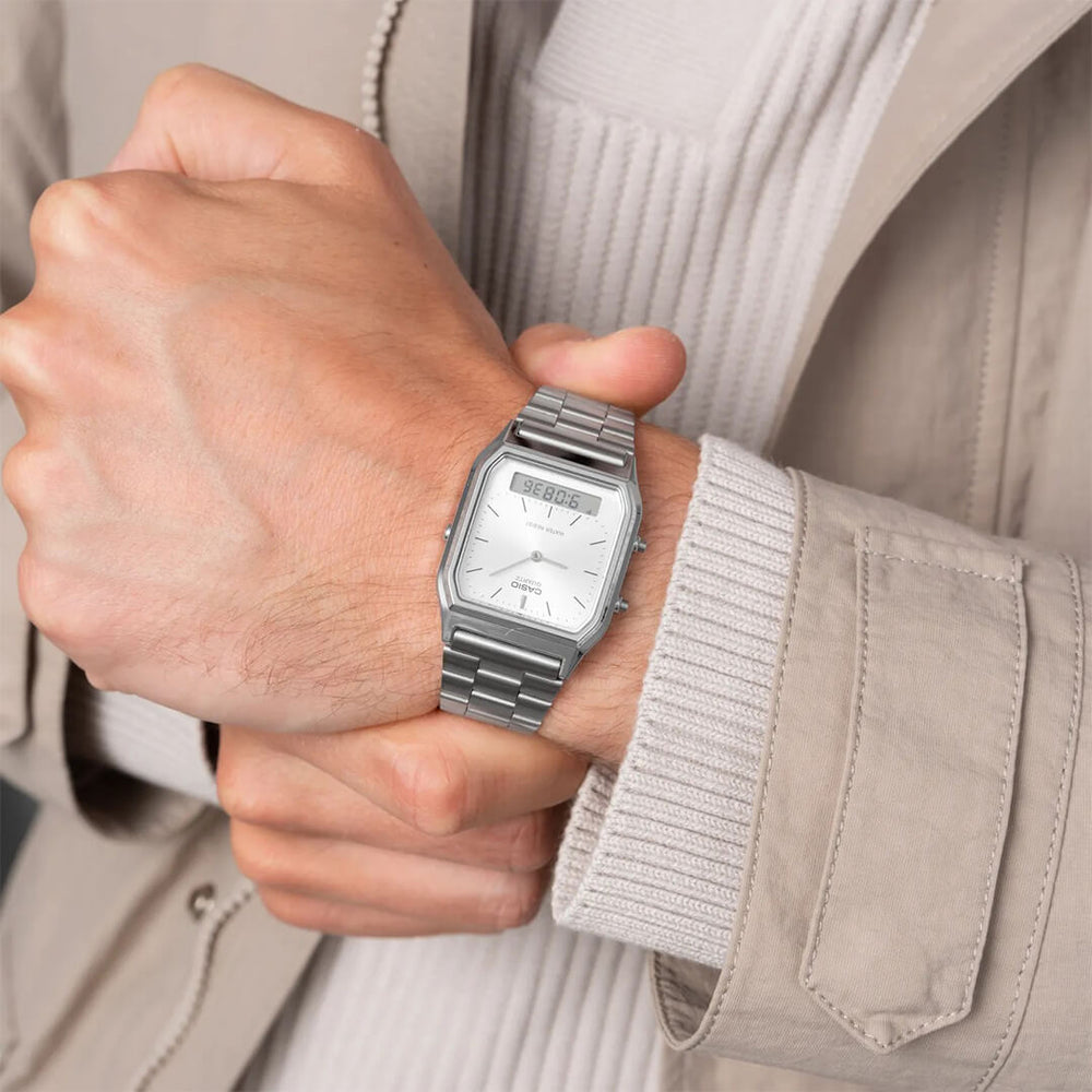 Reloj Casio AQ-230A-7AMQ Hombre Plateado | CAS-162