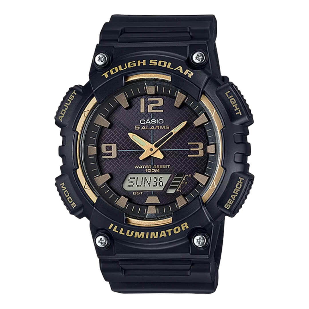Reloj Casio AQ-S810W-1A3V negro con detalles dorados para hombre