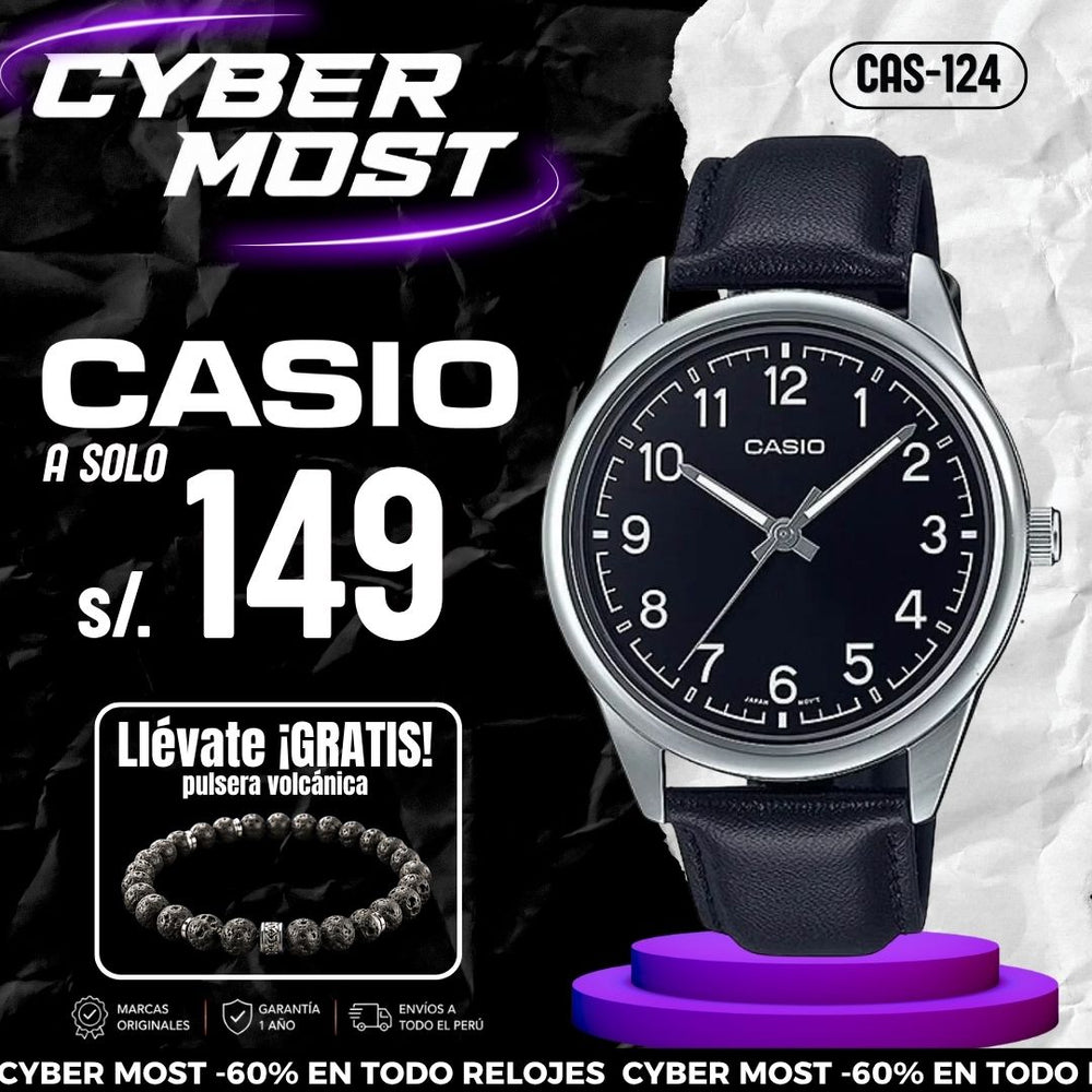 Reloj Casio MTP-V005L-1B4 Hombre Cuero Negro