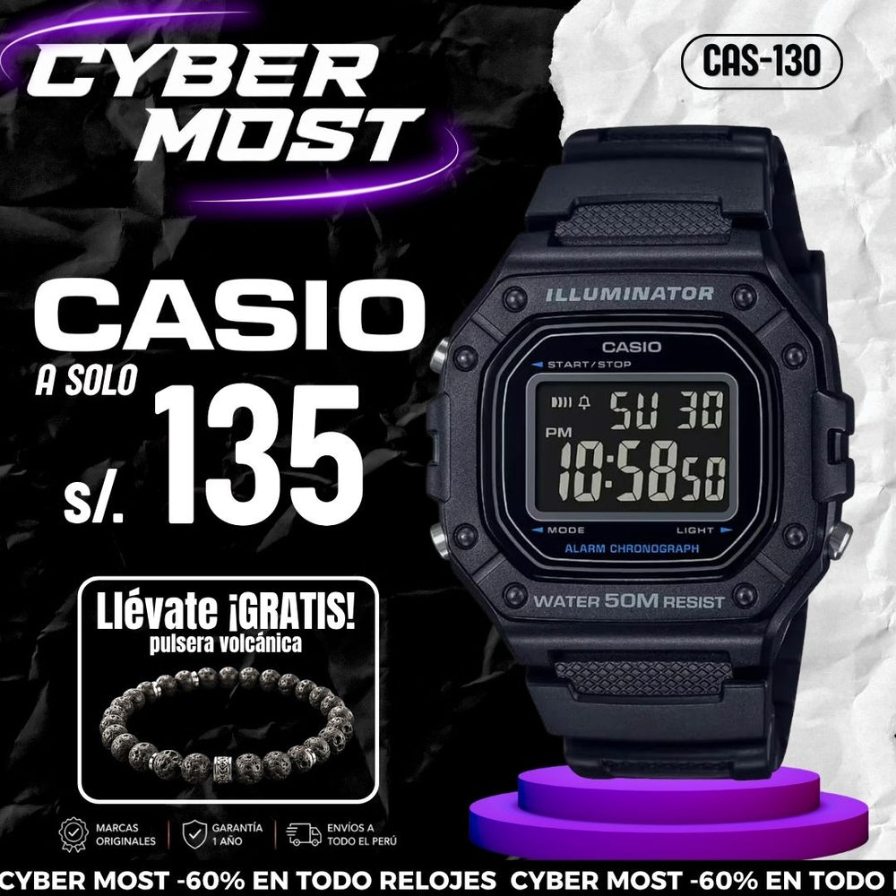 Reloj Casio W-218H-1BV Hombre Resina Negro