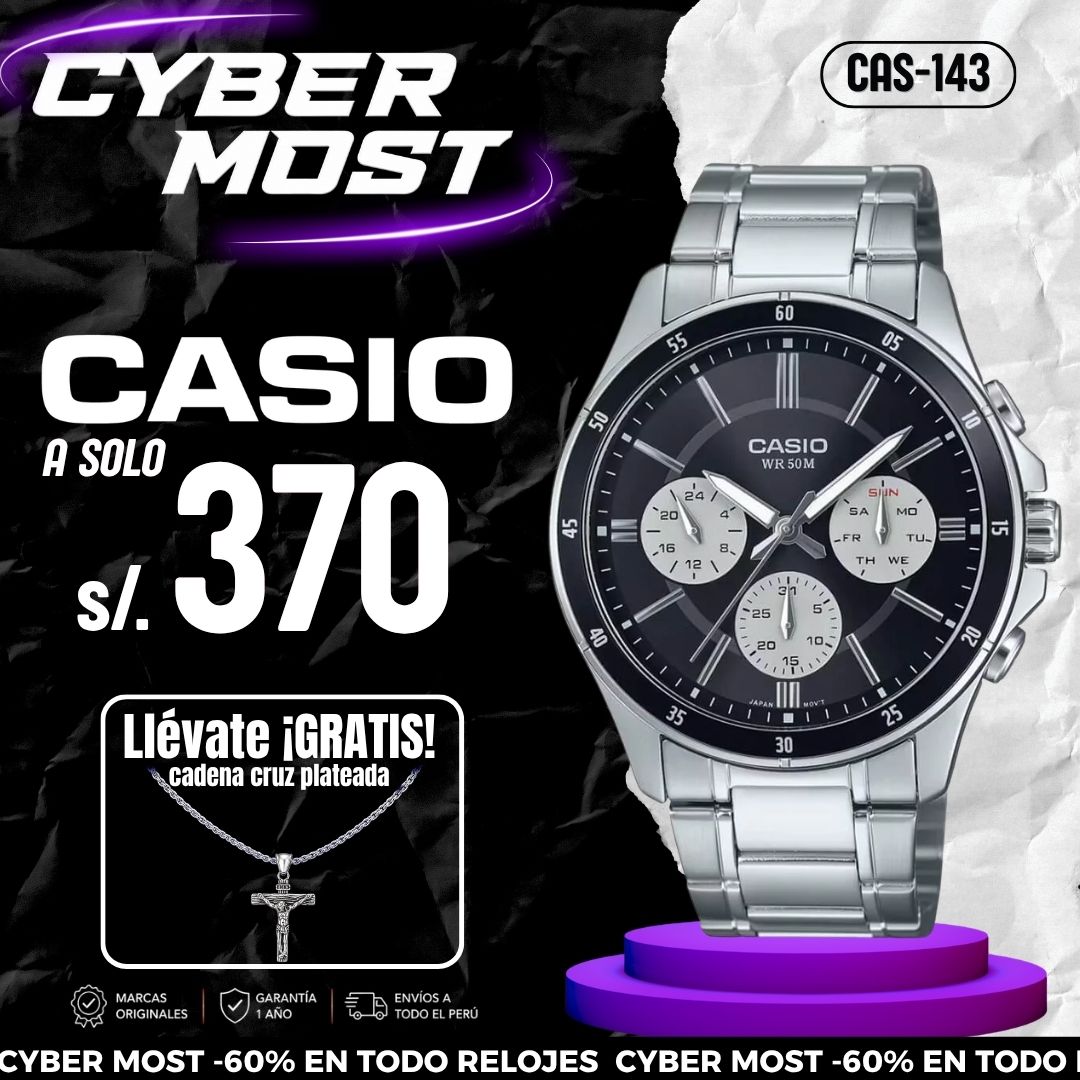 Reloj Casio MTP-1374D-1A3 Hombre Acero Plateado