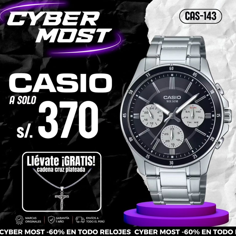 Reloj Casio MTP-1374D-1A3 Hombre Acero Plateado