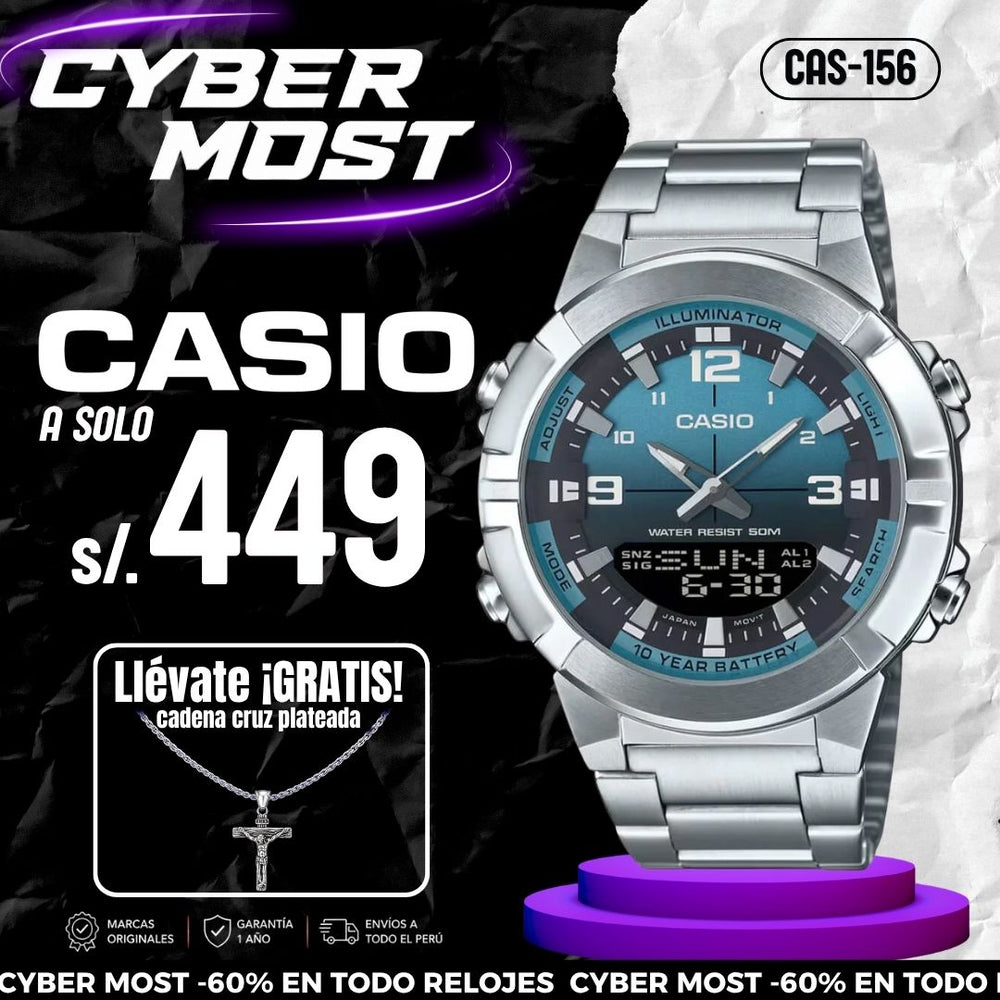 Reloj Casio AMW-870DA-2A2VDF Hombre Acero Plateado | CAS-156
