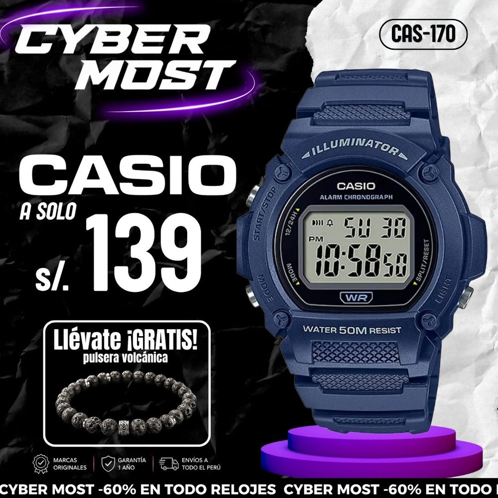 Reloj Casio W-219H-2A Hombre Resina Azul