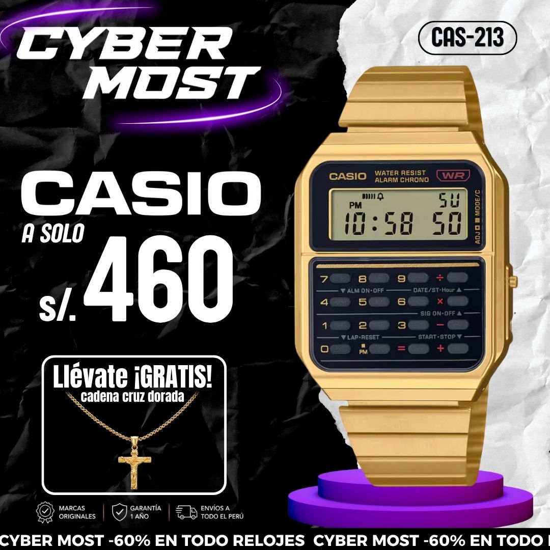 Reloj Casio Calculadora CA-500WEG-1AD Hombre Acero Dorado
