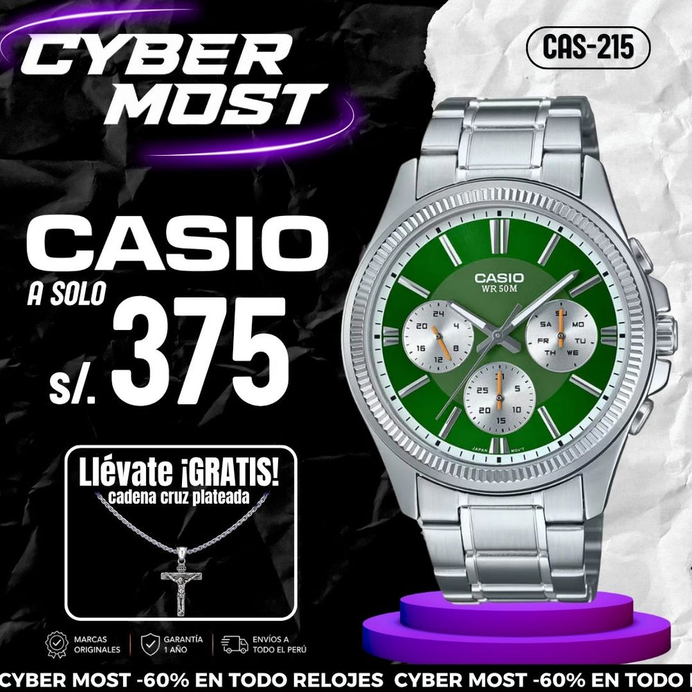 Reloj Casio MTP-1375D-3A Hombre Acero Verde