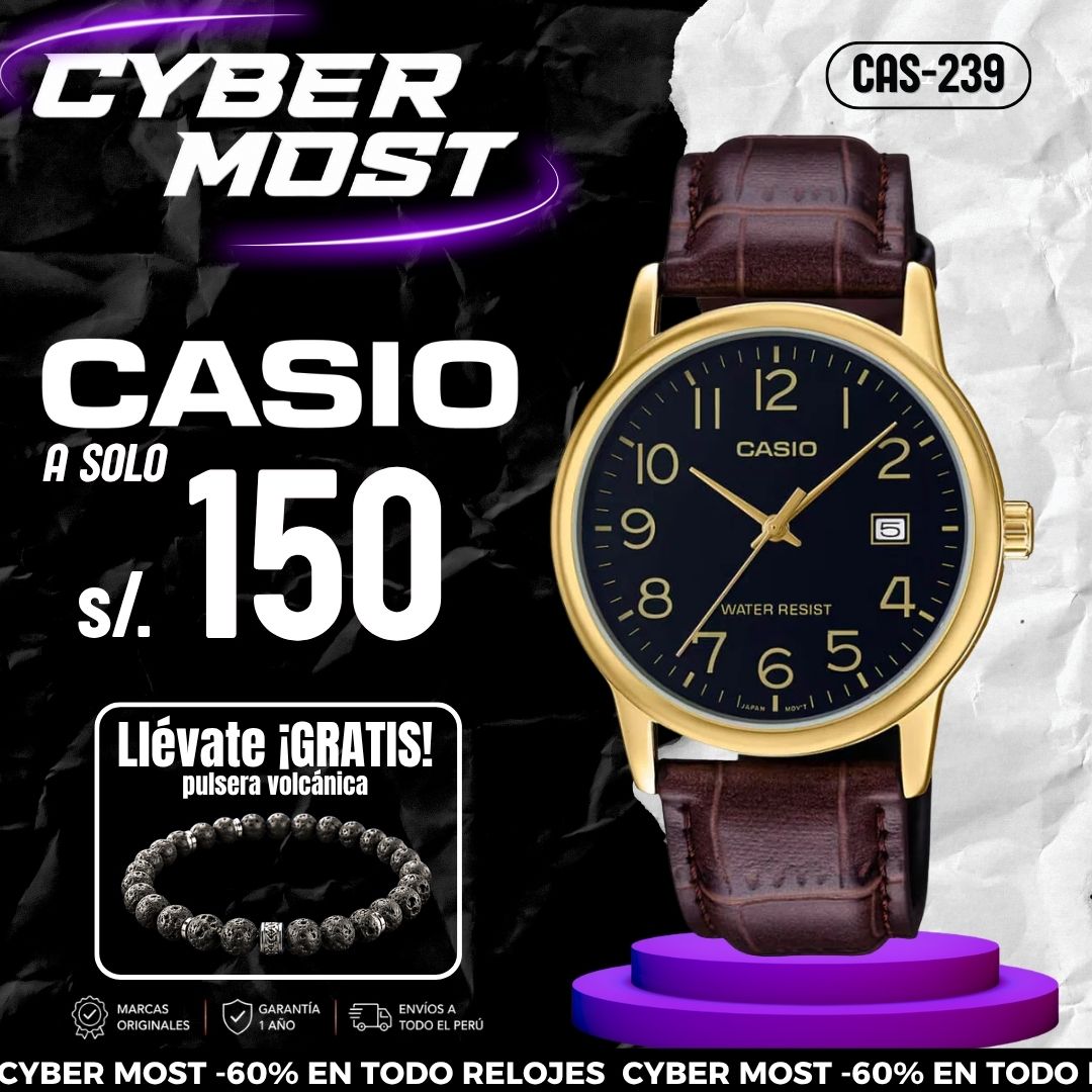 Reloj Casio MTP-V002GL-1BU Hombre Cuero Marrón