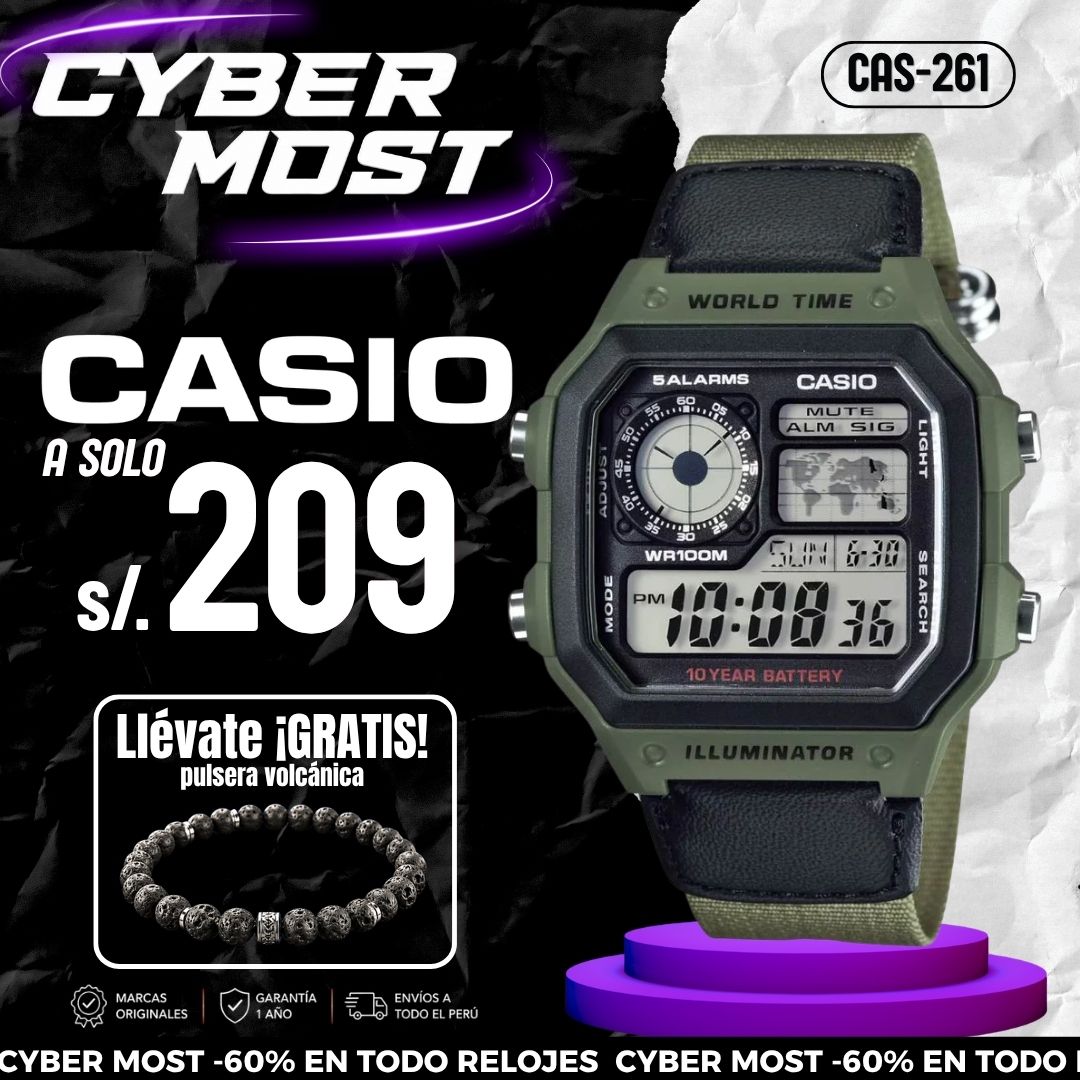 Reloj Casio AE-1200WHB-3B Hombre Nylon Verde | CAS-261