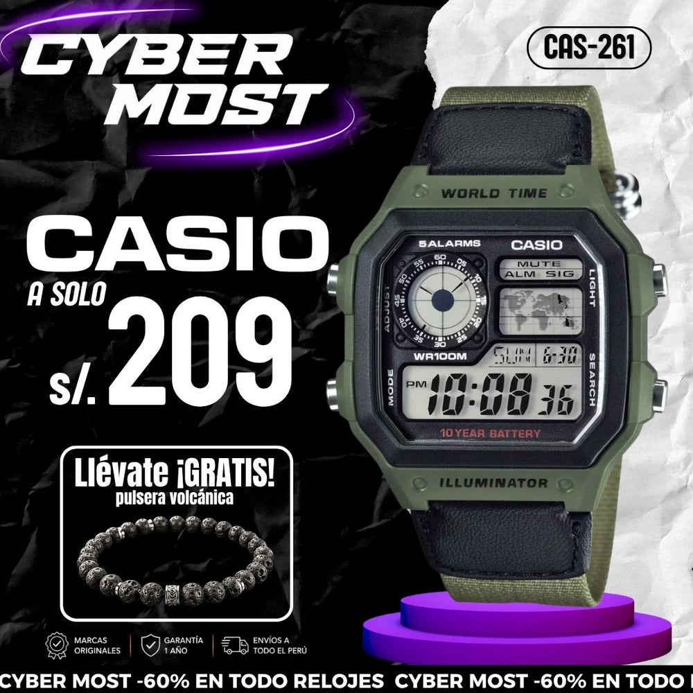 Reloj Casio AE-1200WHB-3B Hombre Nylon Verde | CAS-261