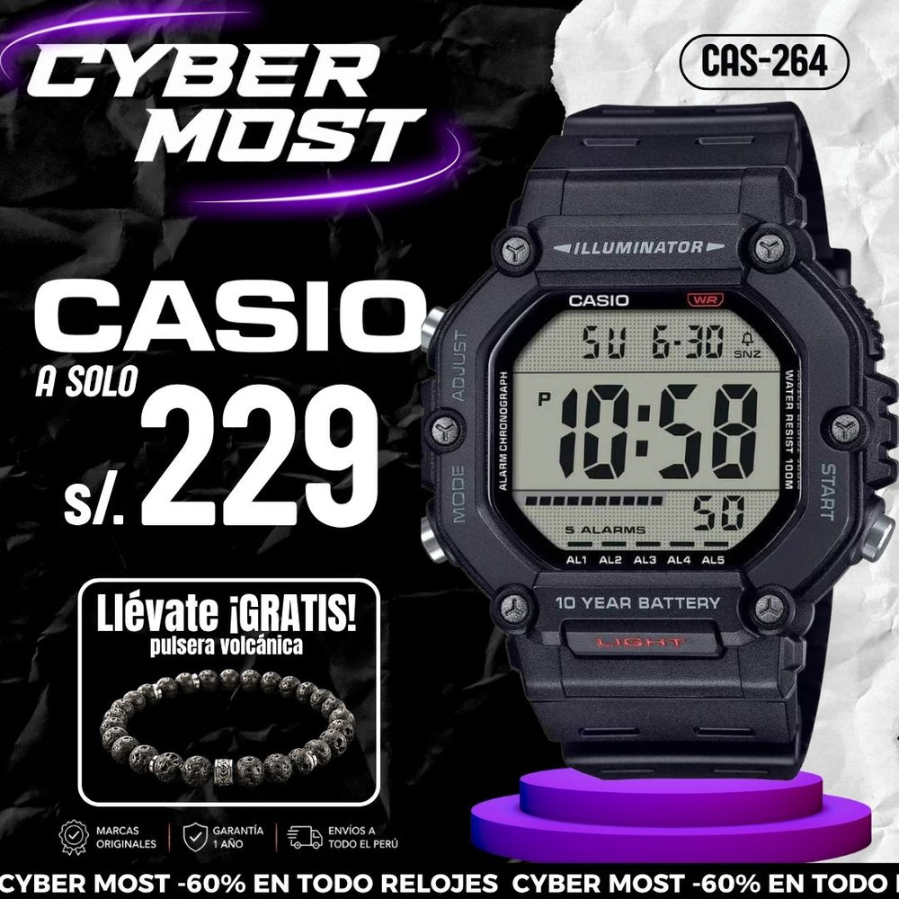 Reloj Casio AE-1600H-1A Hombre Resina | CAS-264