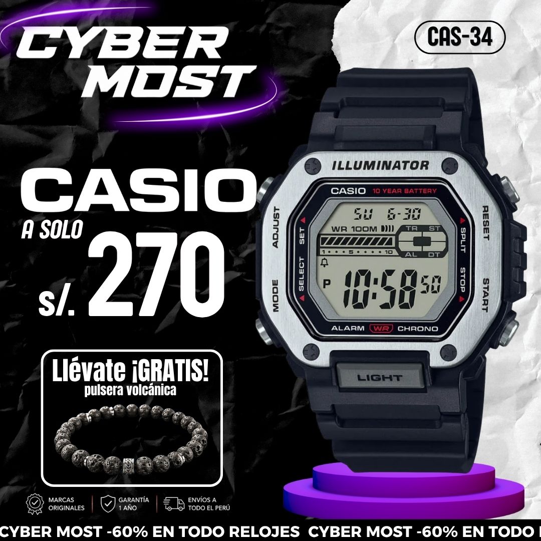 Reloj Casio MWD-110H-1A Hombre Resina Negro | CAS-34