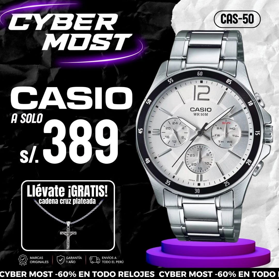 Reloj Casio MTP-1374D-7AV Hombre Acero Plateado