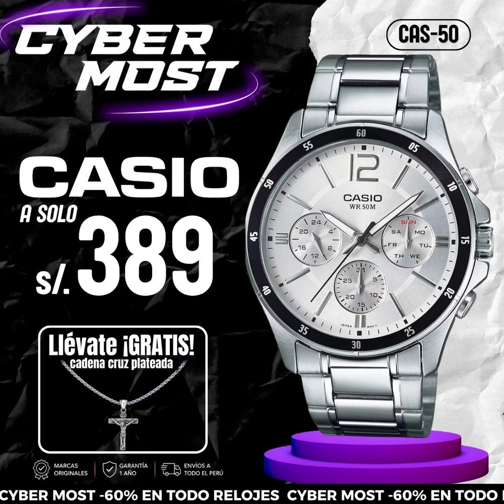 Reloj Casio MTP-1374D-7AV Hombre Acero Plateado