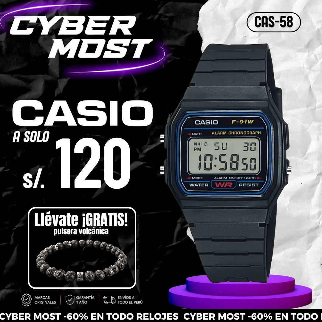 Reloj Casio F-91W-1CR Hombre Resina Negro