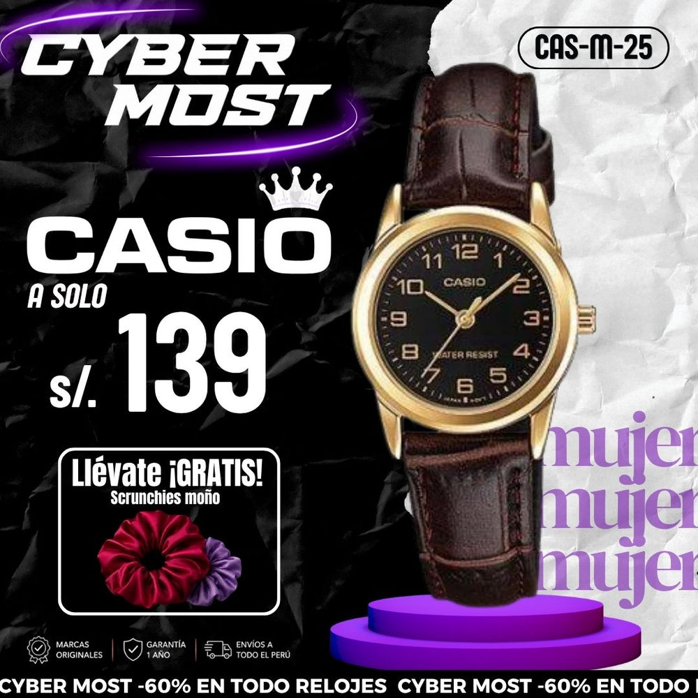 Reloj Casio LTP-V001GL-1B Mujer Cuero Marrón
