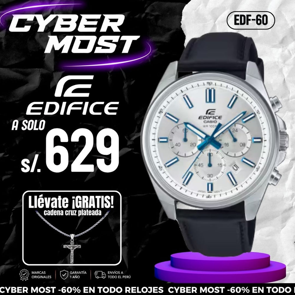 Reloj Edifice EFV-650L-7A Hombre Cuero Negro | EDF-60