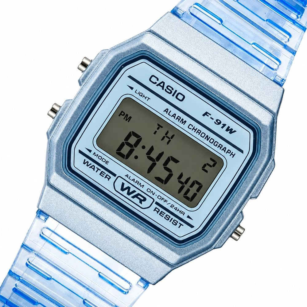 Detalle de la pantalla digital del Reloj Casio F-91WS-2D