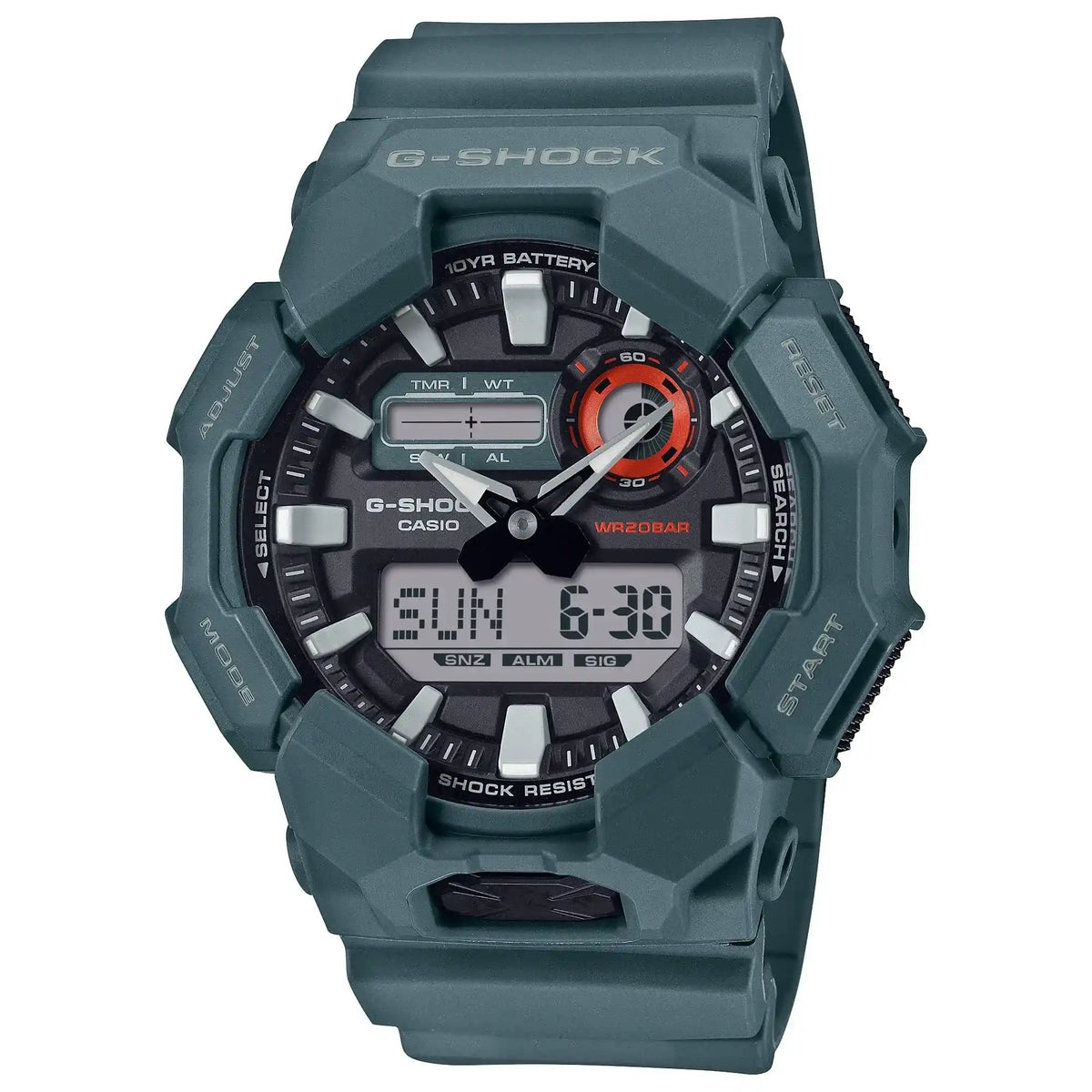 Reloj Casio G-Shock GA-010-2A para hombre color verde con correa de resina.