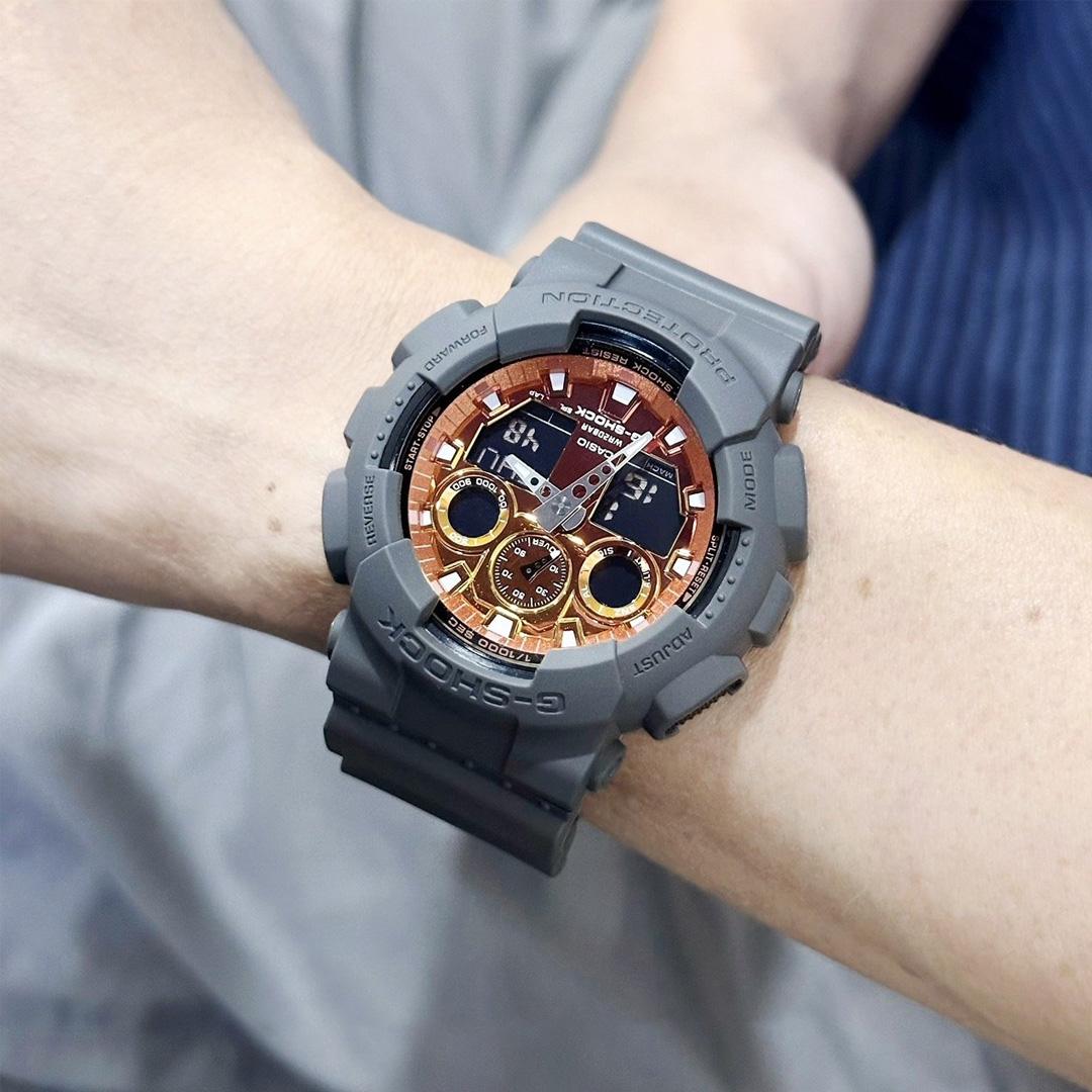 Reloj Casio G-Shock GA-100FL-8A vista lateral caja resina