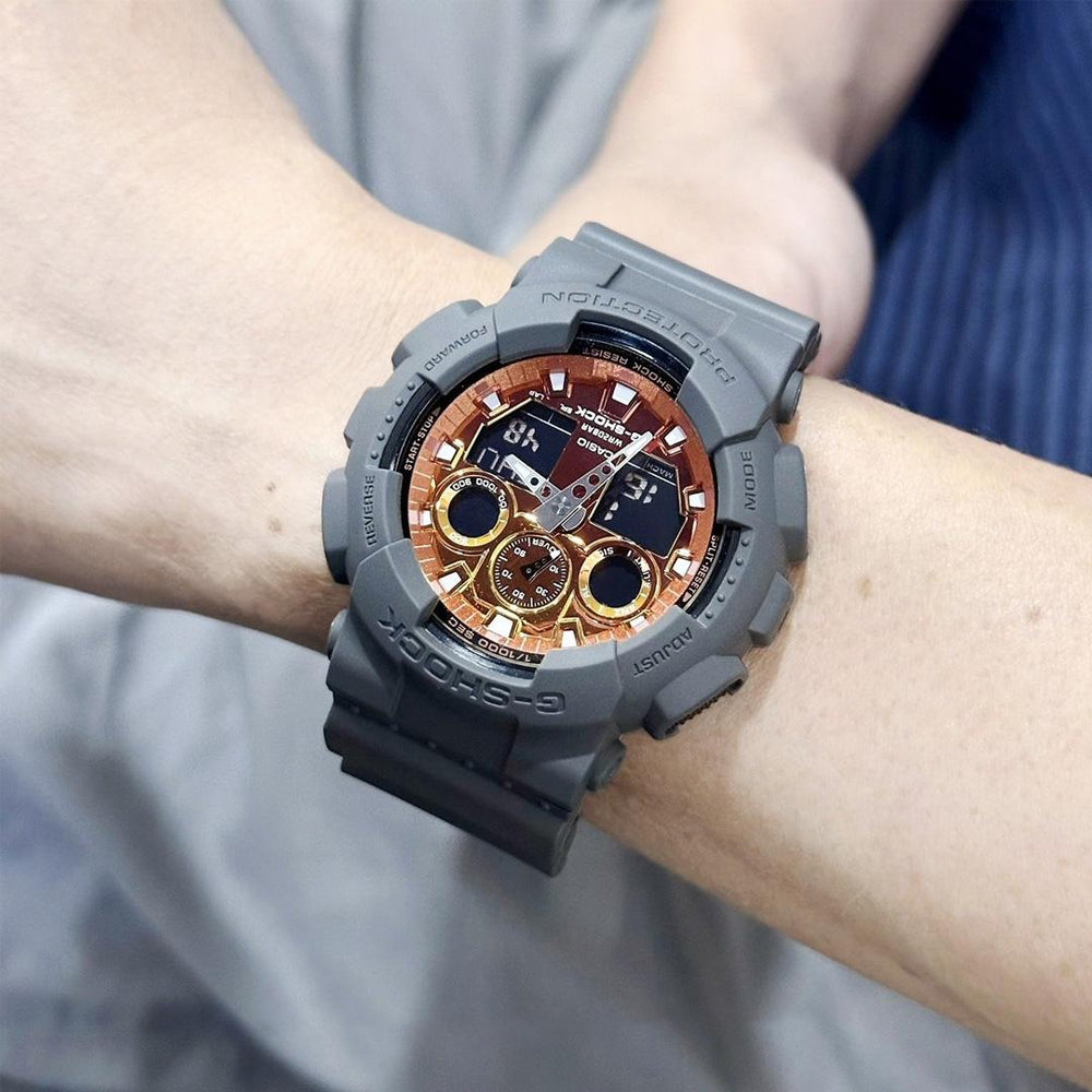 Reloj Casio G-Shock GA-100FL-8A vista lateral caja resina