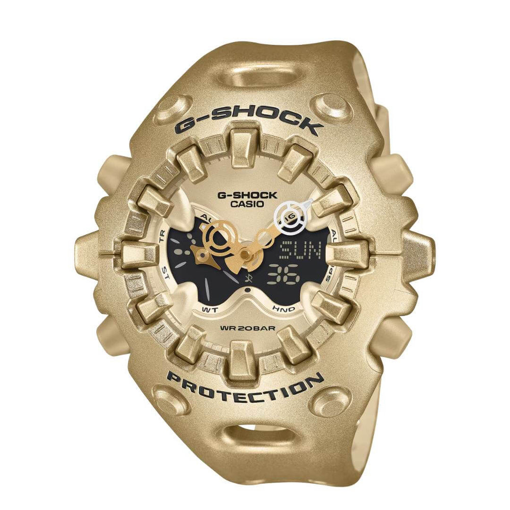 Reloj Casio G-Shock GA-V01A-9A hombre con correa de resina dorada y diseño deportivo.
