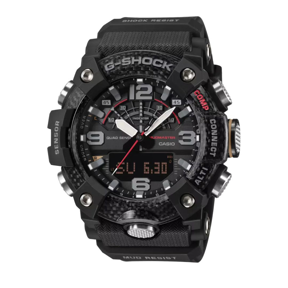 Reloj Casio G-Shock Mudmaster GG-B100X-1A negro vista frontal de catálogo