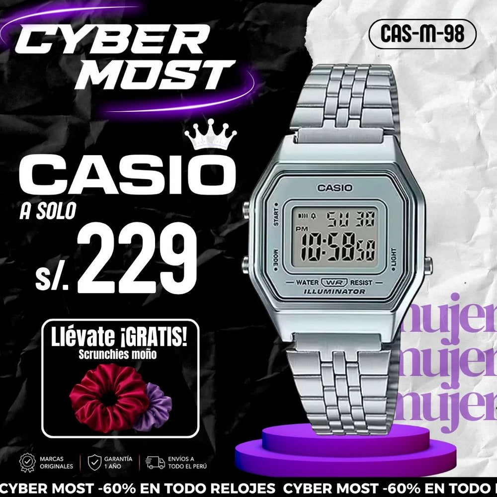 Reloj Casio LA680WA-7DF Mujer Acero Plateado | CAS-M-98