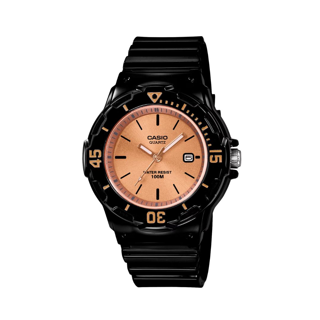 Reloj Casio LRW-200H-9E2VDF Mujer Resina Negro Oro Rosa| CAS-M-82