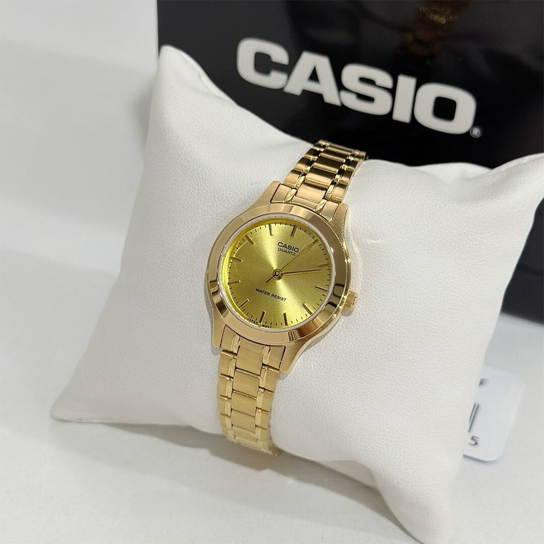Detalle de la esfera dorada del Reloj Casio LTP-1128N-9A