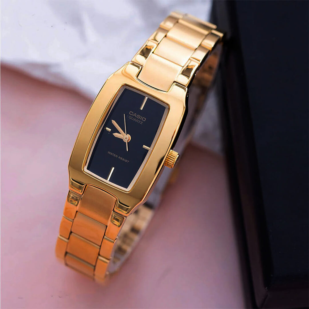 Reloj Casio LTP-1165N-1C dorado con esfera negra para mujer