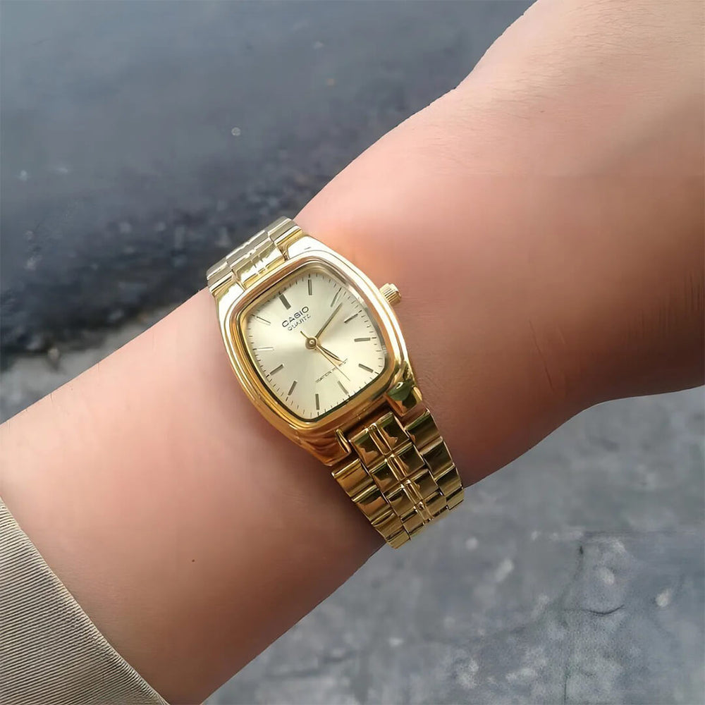 Casio LTP-1169N-9A reloj femenino con esfera dorada y estilo clásico.