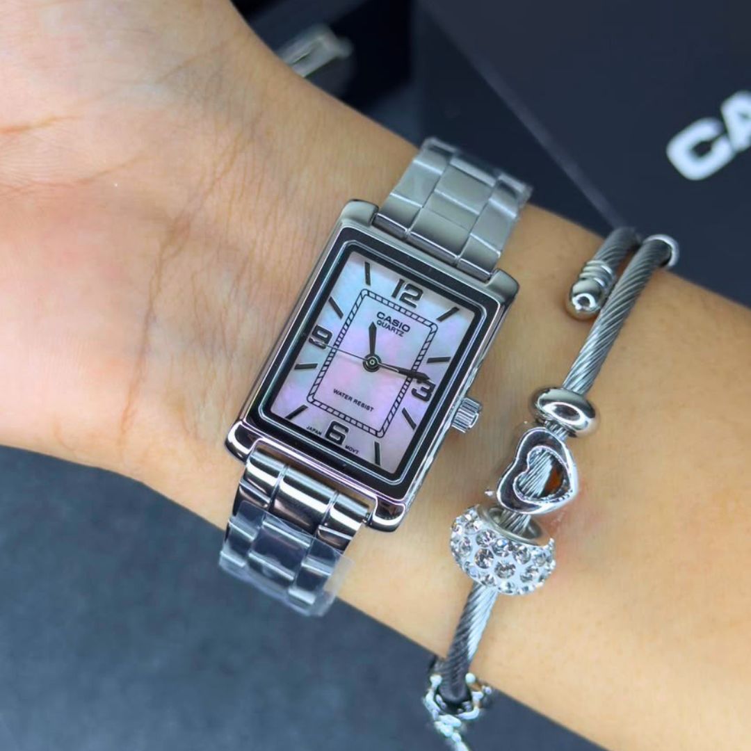 Reloj Casio LTP-1234DS-4A Mujer Acero Plateado | CAS-M-199
