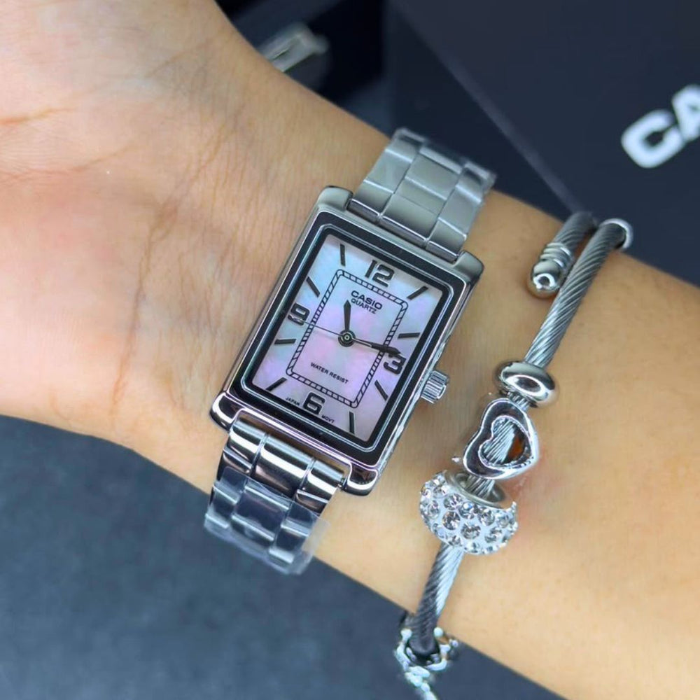 Reloj Casio LTP-1234DS-4A Mujer Acero Plateado | CAS-M-199
