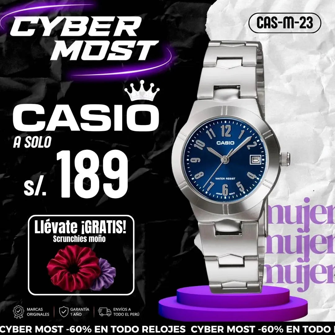 Reloj Casio LTP-1241D-2A2 Mujer Acero Plateado | CAS-M-23