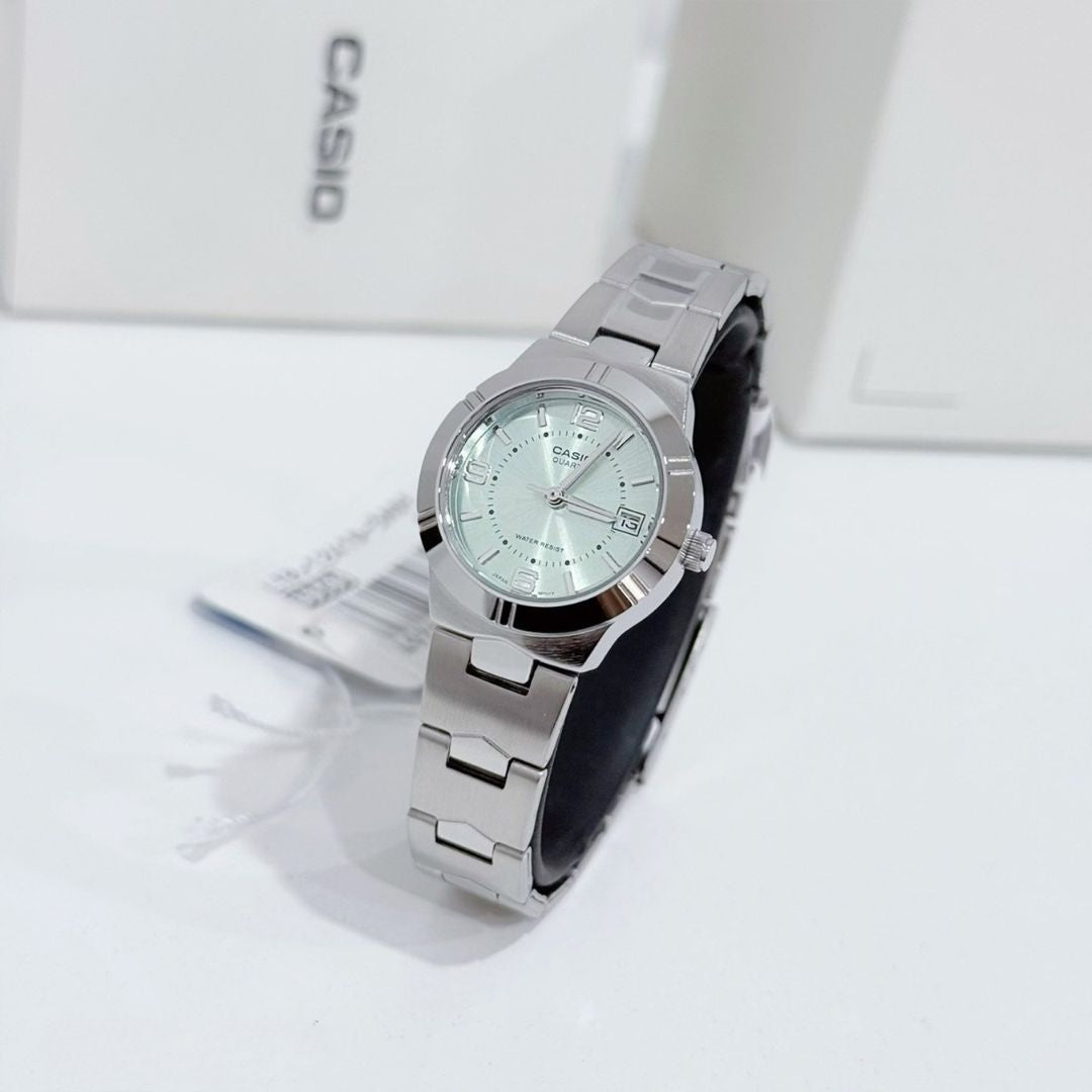 Reloj Casio LTP-1241D-3ADF Mujer Acero Plateado Verde | CAS-M-73