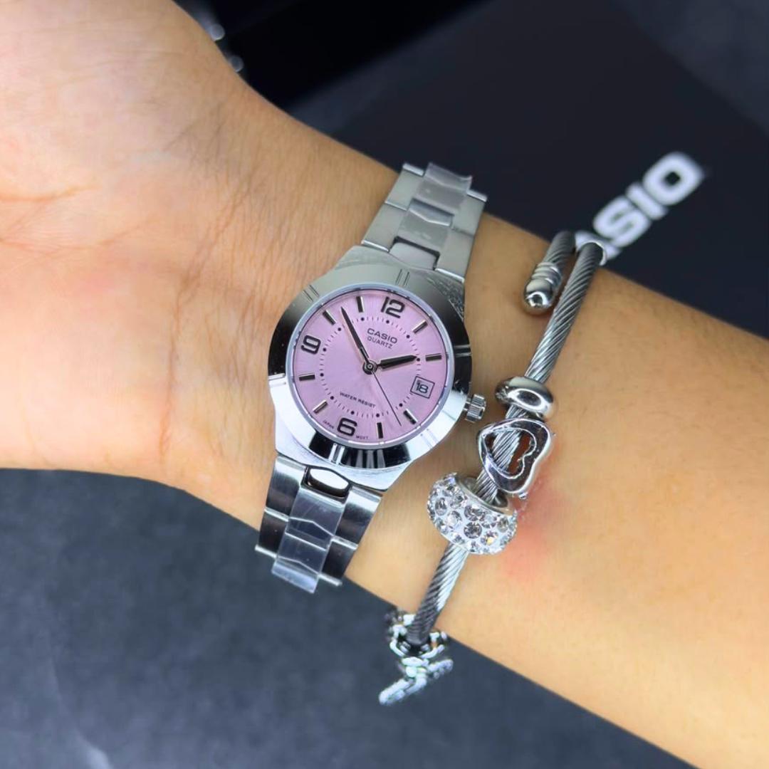 Reloj Casio LTP-1241D-4ADF Mujer Rosado Acero Plateado | CAS-M-50