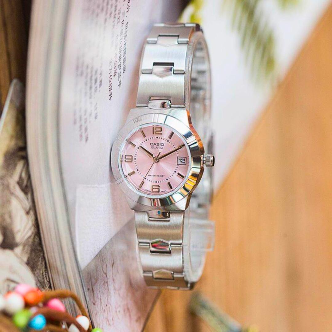 Reloj Casio LTP-1241D-4ADF Mujer Rosado Acero Plateado | CAS-M-50
