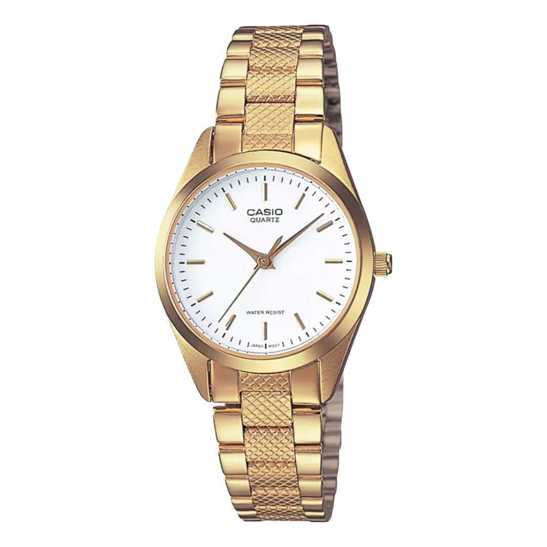 Reloj Casio LTP-1274G-7A dorado con esfera blanca para mujer