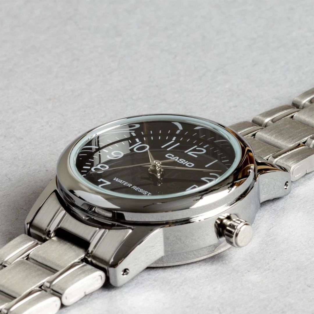 Reloj Casio LTP-V001-D 1B Mujer Acero Plateado Negro | CAS-M-24