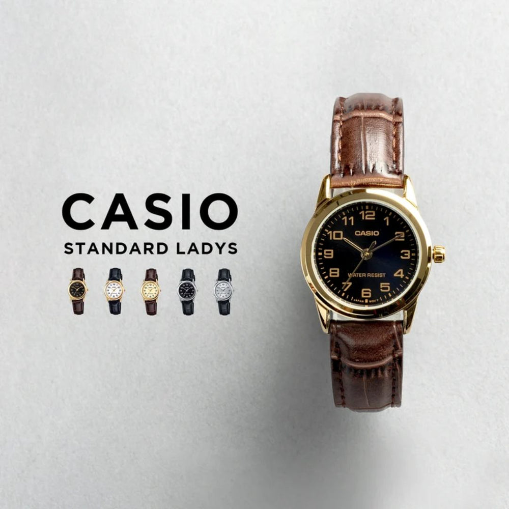 Reloj Casio LTP-V001GL-1B Mujer Cuero Marrón | CAS-M-25