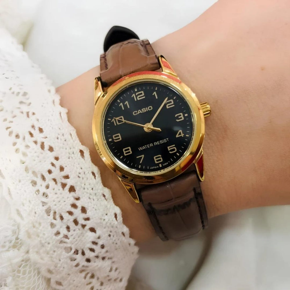 Reloj Casio LTP-V001GL-1B Mujer Cuero Marrón | CAS-M-25