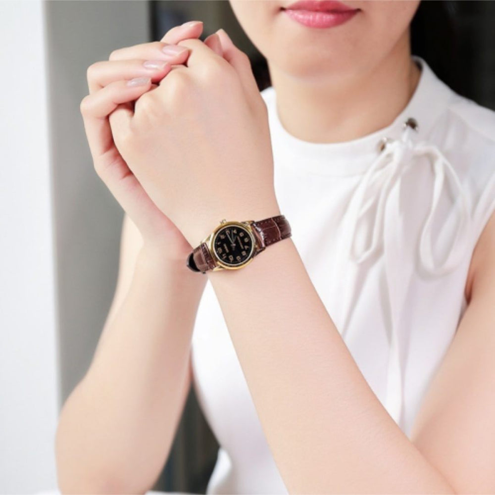 Reloj Casio LTP-V001GL-1B Mujer Cuero Marrón | CAS-M-25