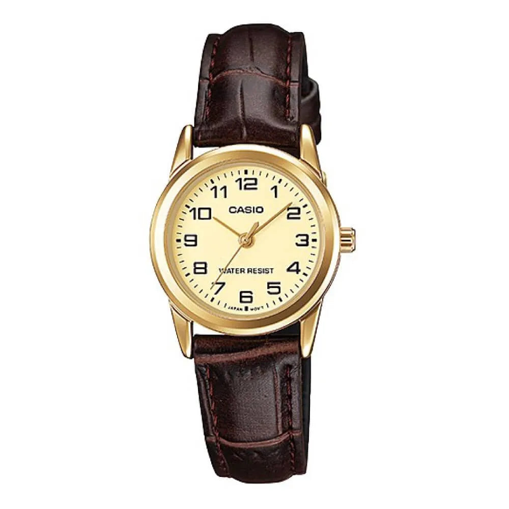 Reloj Casio LTP-V001GL-9B Mujer Cuero Marrón | CAS-M-26