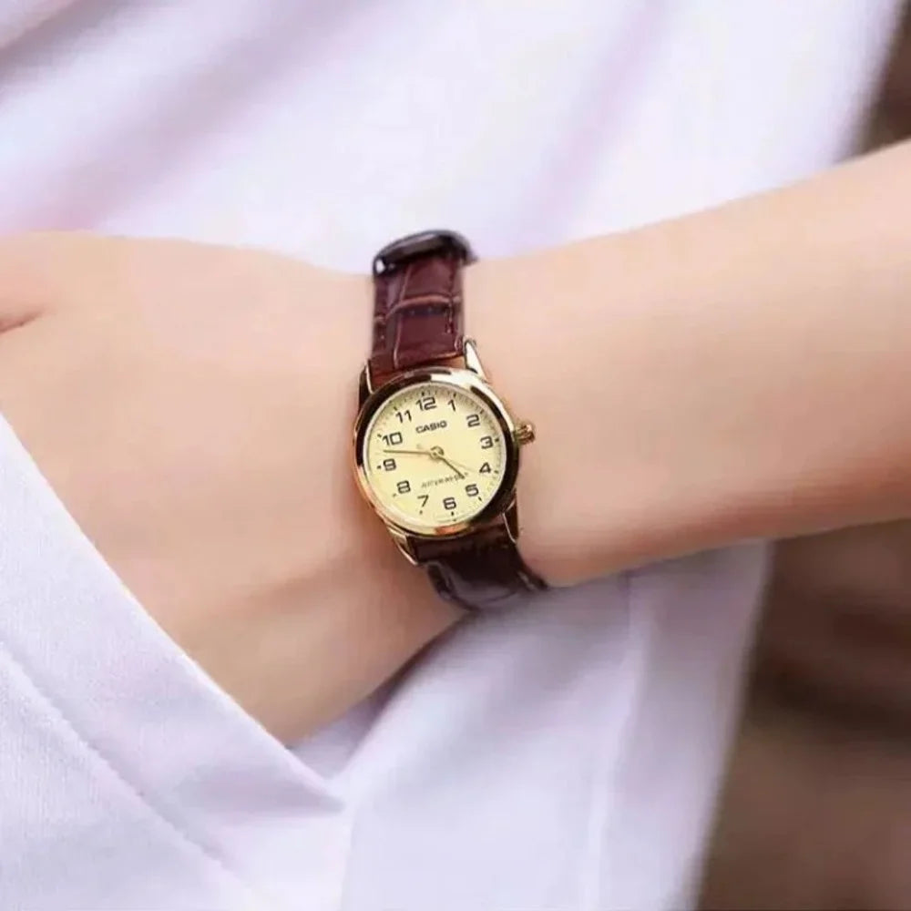 Reloj Casio LTP-V001GL-9B Mujer Cuero Marrón | CAS-M-26