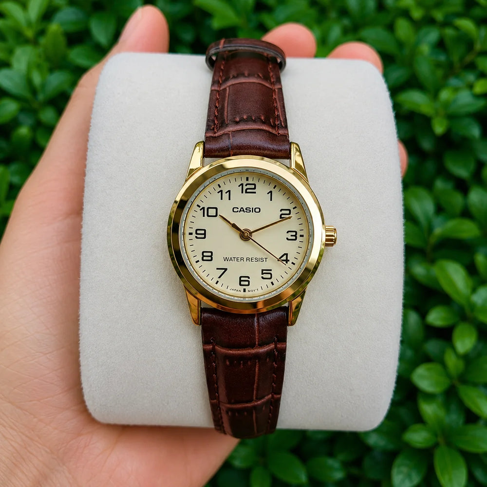 Reloj Casio LTP-V001GL-9B Mujer Cuero Marrón | CAS-M-26