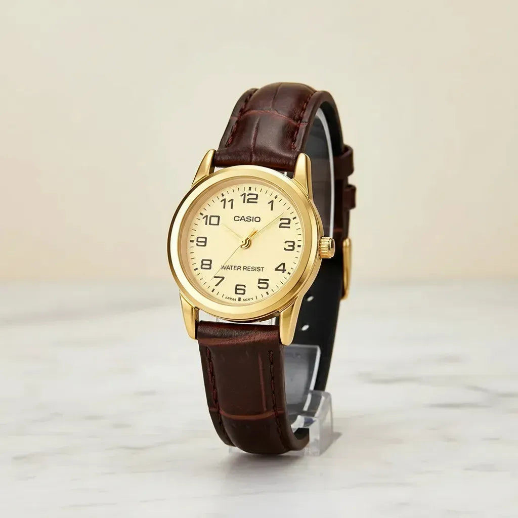 Reloj Casio LTP-V001GL-9B Mujer Cuero Marrón | CAS-M-26