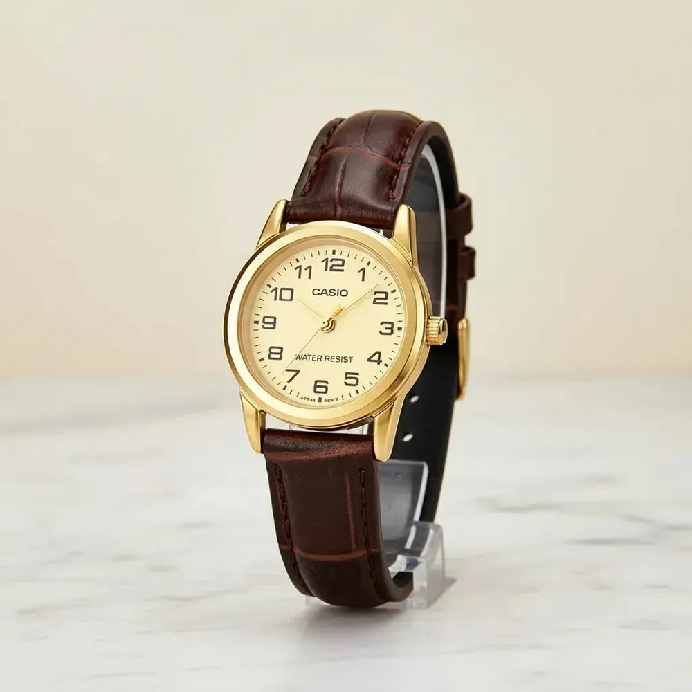 Reloj Casio LTP-V001GL-9B Mujer Cuero Marrón | CAS-M-26