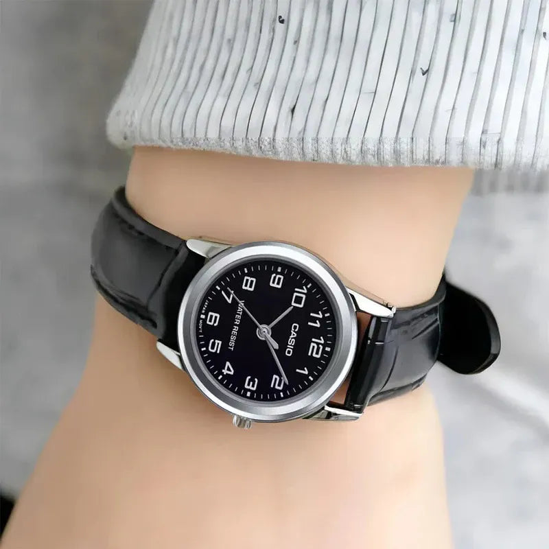 Reloj Casio LTP-V001L-1B Mujer Cuero Negro | CAS-M-127