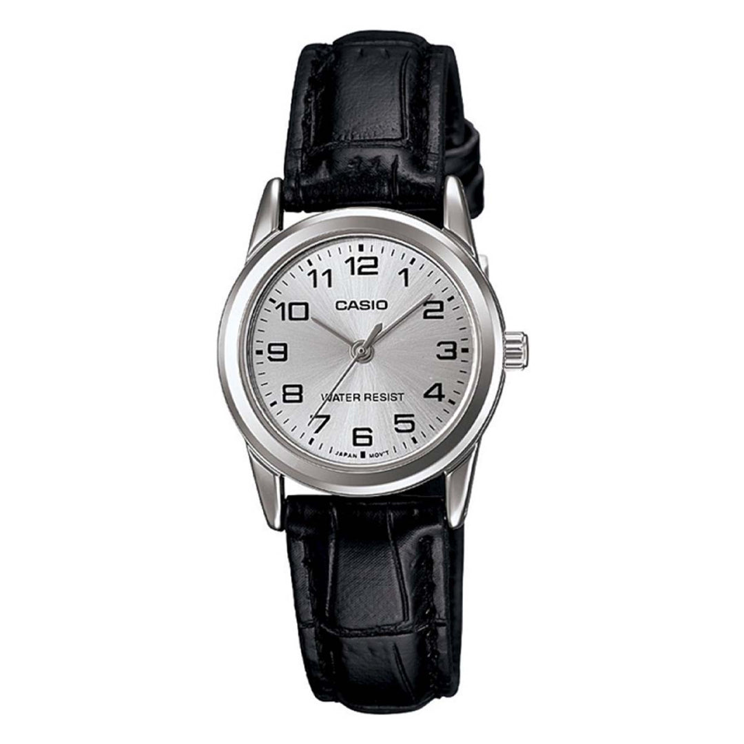 Reloj Casio LTP-V001L-7BUDF para mujer con correa de cuero negro